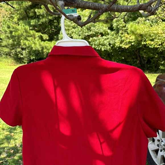 Studio C Red Faux Suede Short Sleeves Blazer Button Up Blouse Slits on Sides 16 - Picture 7 of 15